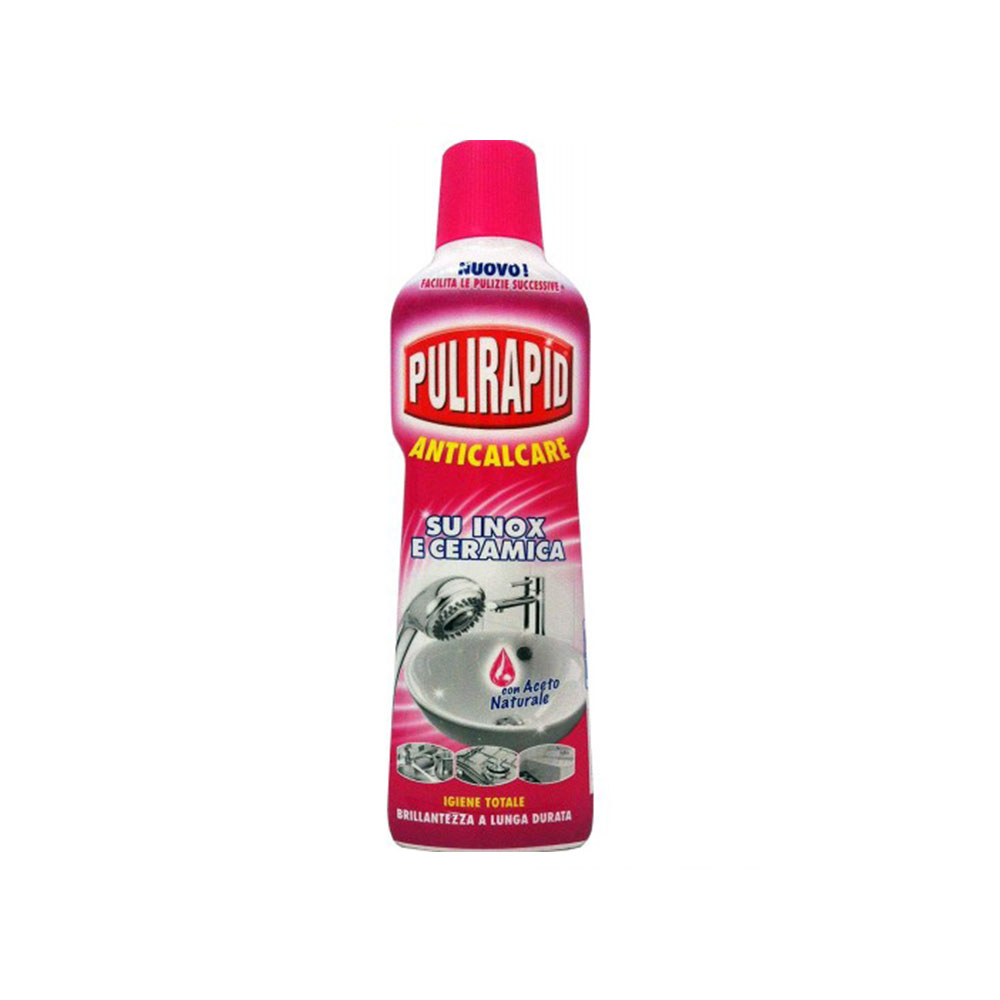 Pulirapid - Anticalcare, Detergente per Inox e Ceramica, con Aceto Naturale  - 750 ml : : Salute e cura della persona
